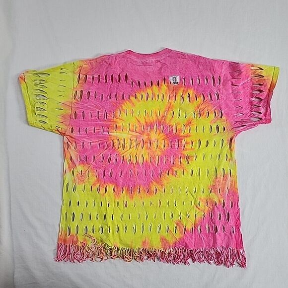 It's Better In The Bahamas‎ Freeport Spiral Tie Dye Fray Upcycle Rare T-Shirt XL - Picture 11 of 16